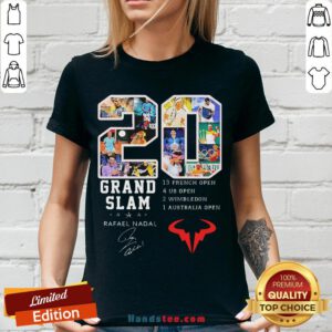Grand Slam Rafael Nadal 13 French Open 4 Us Open 2 Wimbledon 1 Australia Open V-neck - Design by Handstee.com