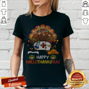 Nurse Happy Hallo Thanks Mas Halloween Christmas V-neck