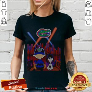 Snoopy And Charlie Brown Watching Florida Gators City By Night V-neck