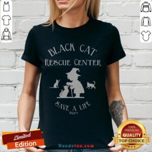 Black Cat Rescue Center Save A Life Salem Witch Halloween V-neck - Design By Handstee.com