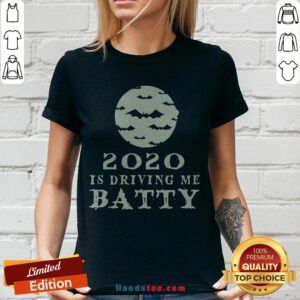 Funny 2020 Is Driving Me Batty Halloween V-neck - Design By Handstee.com