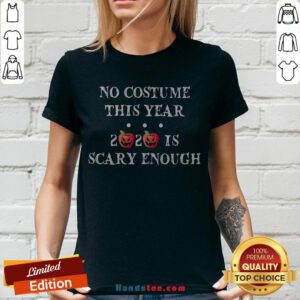 No Costume This Year 2020 Is Scary Enough Apple Halloween V-neck - Design By Handstee.com