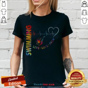 Colorful Swimming Live Love Swin Heart Beat V-neck - Design By Handstee.com