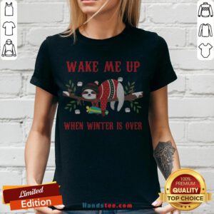 Sloth Wake Me Up When Winter Is Over Christmas V-neck - Design By Handstee.com