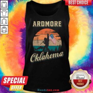 Awesome Ardmore Oklahoma Bigfoot Vintage American Flag Tank-Top- Design By Proposetees.com