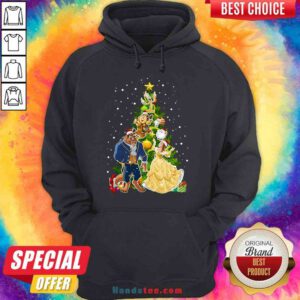 Awesome Beauty And The Beast Christmas Tree Hoodie- Design By Proposetees.com