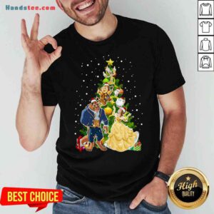 Awesome Beauty And The Beast Christmas Tree Shirt- Design By Proposetees.com