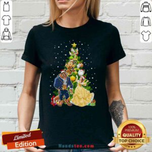 Awesome Beauty And The Beast Christmas Tree V-neck- Design By Proposetees.com