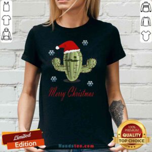 Awesome Cactus Santa Merry Christmas Succulent Plants V-neck- Design By Proposetees.com