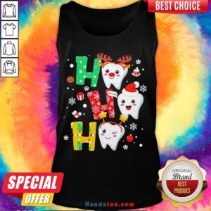 Awesome Dental Teeth Ho Ho Ho Merry Christmas Tank Top- Design By Handstee.com
