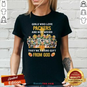 Awesome Girls Who Love Green Bay Packers Are Not Weird They Are A Rare Gift From God Cross V-neck- Design By Handstee.com