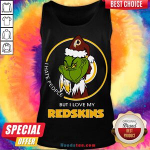 Awesome I Hate People But I Love My Washington Redskins Grinch Tank Top- Design By Handstee.com