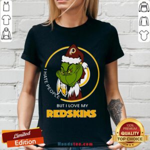 Awesome I Hate People But I Love My Washington Redskins Grinch V-neck- Design By Handstee.com