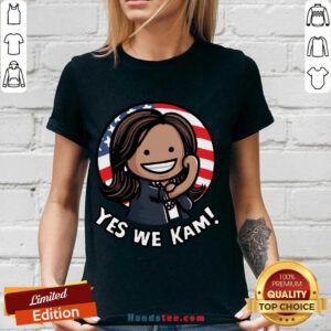 Kamala Harris Strong Girl Yes We Kam American Flag V-neck- Design By Handstee.com