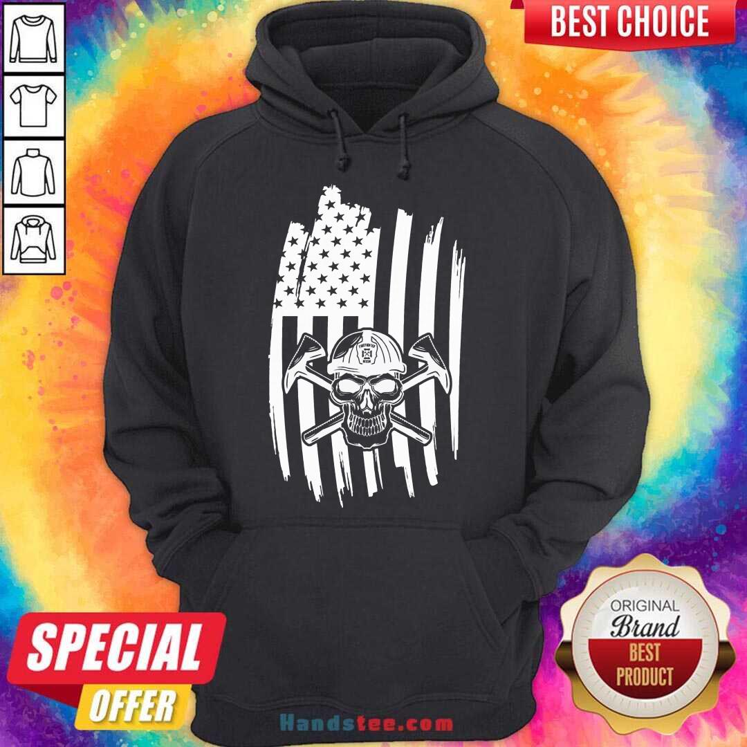 Skull USA Flag American Themed Decor Hoodie- Design By Handstee.com