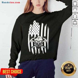 Skull USA Flag American Themed Decor Sweatshirt- Design By Handstee.com