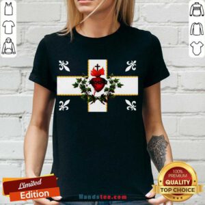 Awesome Sweat Canada Sacre Coeur Carillon Catholique Francais Flag Royal Quebec V-neck- Design By Handstee.com