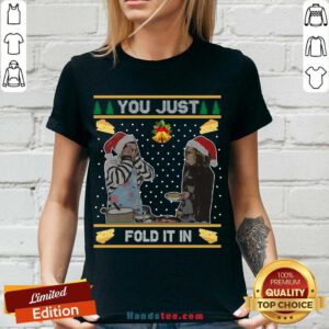 Awesome You Just Fold It In Ugly Christmas Sweat V-neck- Design By Handstee.com