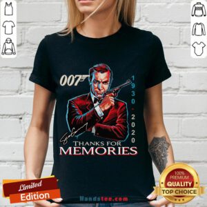 Funny 007 1930 – 2020 Signature Thanks For Memories V-neck- Design By Handstee.com