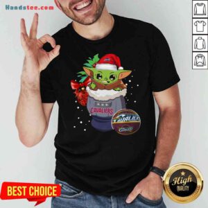 Funny Cleveland Cavaliers Christmas Baby Yoda Star Wars Funny Happy NBA Shirt- Design By Proposetees.com