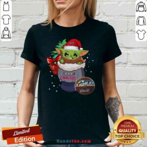 Funny Cleveland Cavaliers Christmas Baby Yoda Star Wars Funny Happy NBA V-neck- Design By Proposetees.com