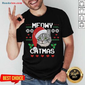 Funny Santa Cat Meowy Catmas Ugly Christmas Shirt- Design By Handstee.com
