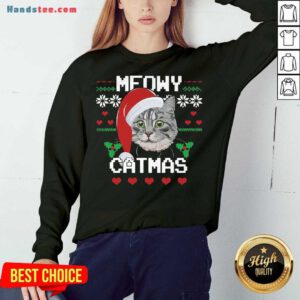 Funny Santa Cat Meowy Catmas Ugly Christmas Sweatshirt- Design By Handstee.com