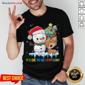 Funny Snowman And Reindeer Autism It’s Ok To Be Different Christmas Shirt- Design By Handstee.com