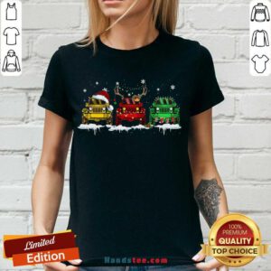 Funny Three Jeep Santa Merry Christmas Light V-neck- Design By Handstee.com