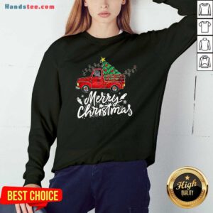 Funny Vintage Wagon Red Truck Christmas Tree Pajama Gift Xmas Sweatshirt- Design By Handstee.com