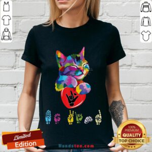 Good Cat Colorful Hug Be Kind V-neck- Design By Handstee.com