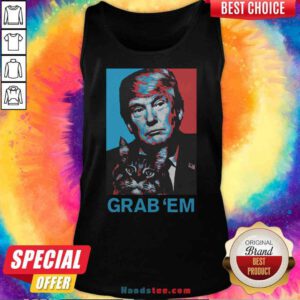 Good Donald Trump And Cat Grab ’Em Anti Biden Tank-Top- Design By Proposetees.com