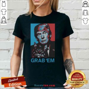 Good Donald Trump And Cat Grab ’Em Anti Biden V-neck- Design By Proposetees.com