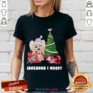 Iamsanna And Moody Tree Christmas V-neck- Design By Handstee.com