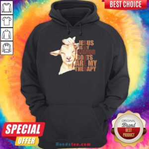 Good Jesus Is My Savior Goats Are My Therapy Hoodie- Design By Handstee.com