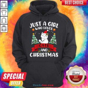 Just A Girl Who Loves Cat And Christmas Gift Christmas Hoodie- Design By Handstee.com