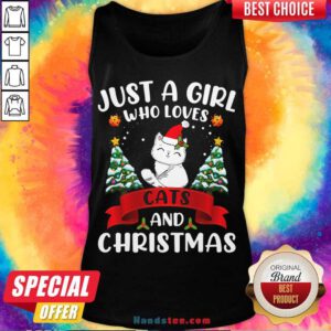 Just A Girl Who Loves Cat And Christmas Gift Christmas Tank-Top- Design By Handstee.com