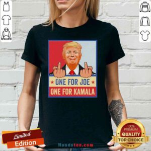 Good Middle Finger Fuck Biden Fuck Kamala Harris Pro Trump President Print On Back V-neck- Design By Proposetees.com