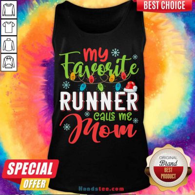 My Favorite Runner Calls Me Mom Xmas Light Christmas Gift Tank-Top- Design By Handstee.com