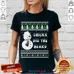 Snowman Chicks Dig The Beard Ugly Christmas V-neck- Design By Handstee.com