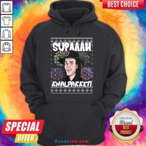 Supaaah Knalpakket Ugly Christmas Hoodie- Design By Handstee.com