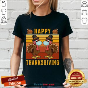 Good Thanksgiving 2020 Turkey With Mask Retro Vintage V-neck- Design By Handstee.com