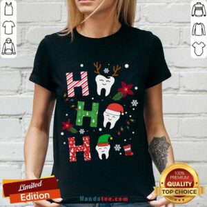 Happy Dental Reindeer Santa Elf Ho Ho Ho Merry Christmas Sweater V-neck- Design By Handstee.com