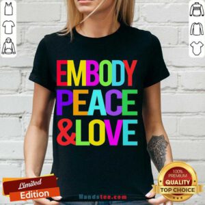 Happy Embody Peace And Love V-neck- Design By Handstee.com
