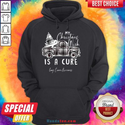 Happy My Christmas Wish Is A Cure Lung Cancer Awareness Pine Ribbon Lung Cancer Awareness Hoodie- Design By Handstee.com