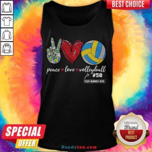 Happy Peace Love Volleyball 58 Tank Top- Design By Handstee.com