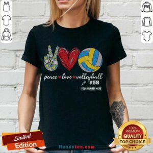 Happy Peace Love Volleyball 58 V-neck- Design By Handstee.com