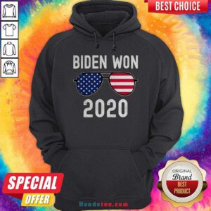 Top Biden Won American Flag Glasses Hoodie - Design By Handstee.com