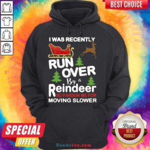 Hot I Was Recently Run Over By A Reindeer So Pardon Me For Moving Slower Christmas Hoodie- Design By Handstee.com