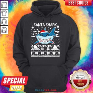 Hot Merry Christmas Santa Shark Ho Ho Ho Hoodie- Design By Handstee.com